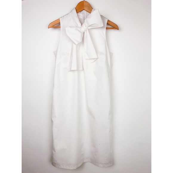 Banana Republic White Bow Tie Neck Shift Dress 8 - Picture 4 of 8